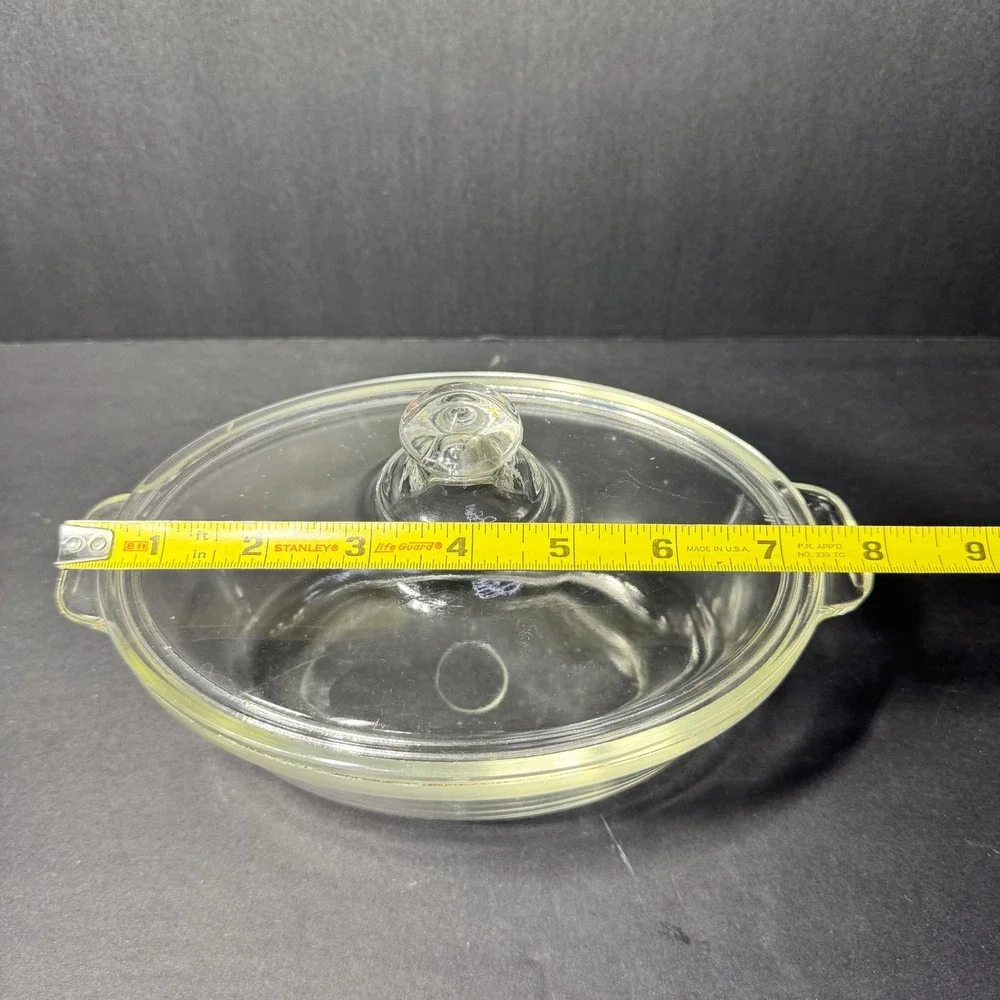 Vintage Pyrex 043 Clear Glass Oval Casserole Dish with Lid 1.5 Quart USA Made‎